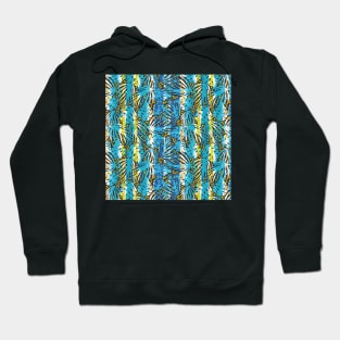 Tie-dyed jungle leaves in teal, blue and green Hoodie